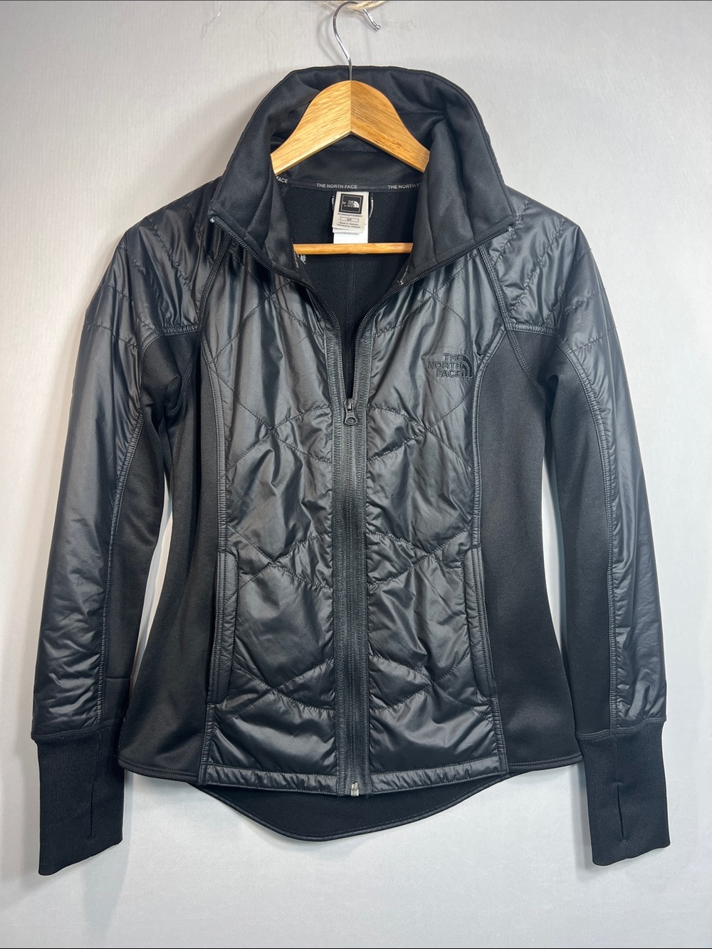 The North Face Women's Black Hybrid Puffer Moto Jacket sz S